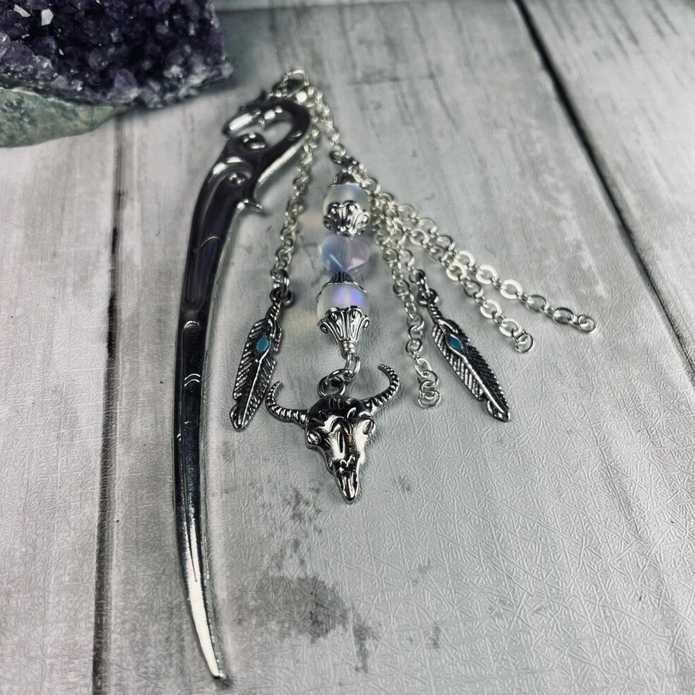 Artisan Moonstone Boho Hand Crafted Hairpin - Picture 9 of 14
